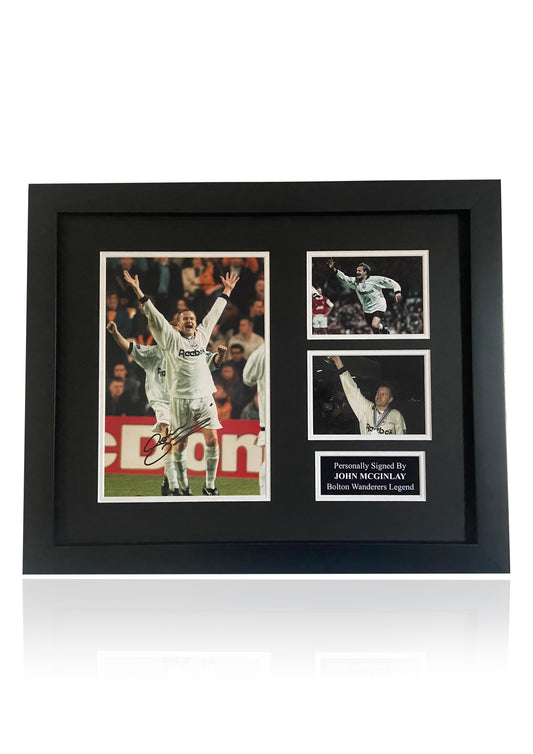 John McGinlay Bolton Wanderers signed framed photo montage