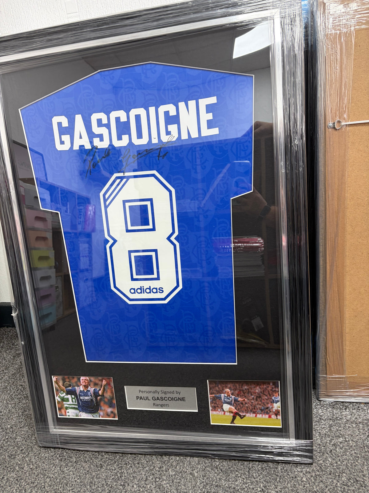 Paul Gazza Gascoigne Rangers signed framed football shirt