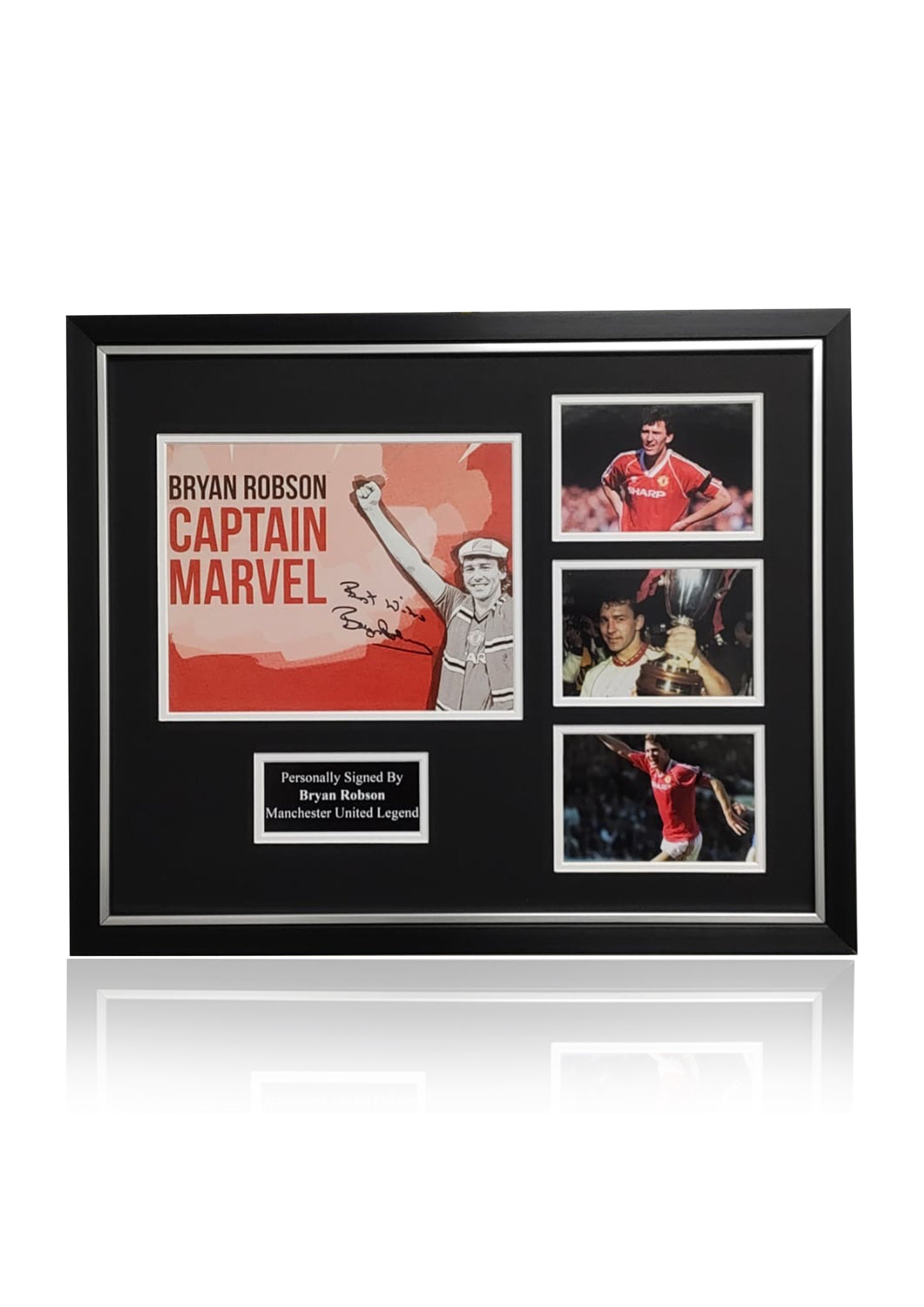 Bryan Robson Manchester United hand signed framed photo montage