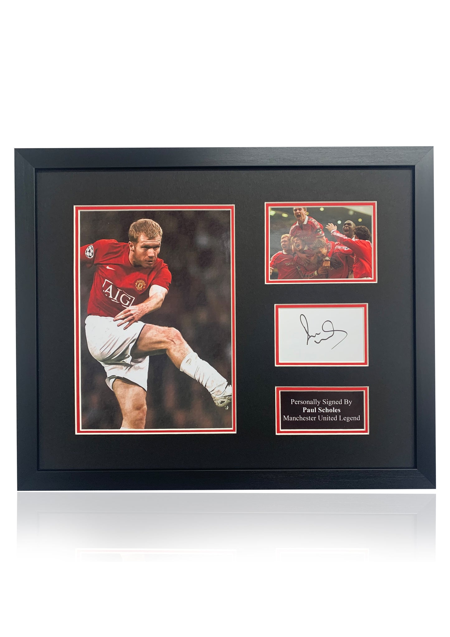 Paul Scholes signed card photo Manchester United montage frame