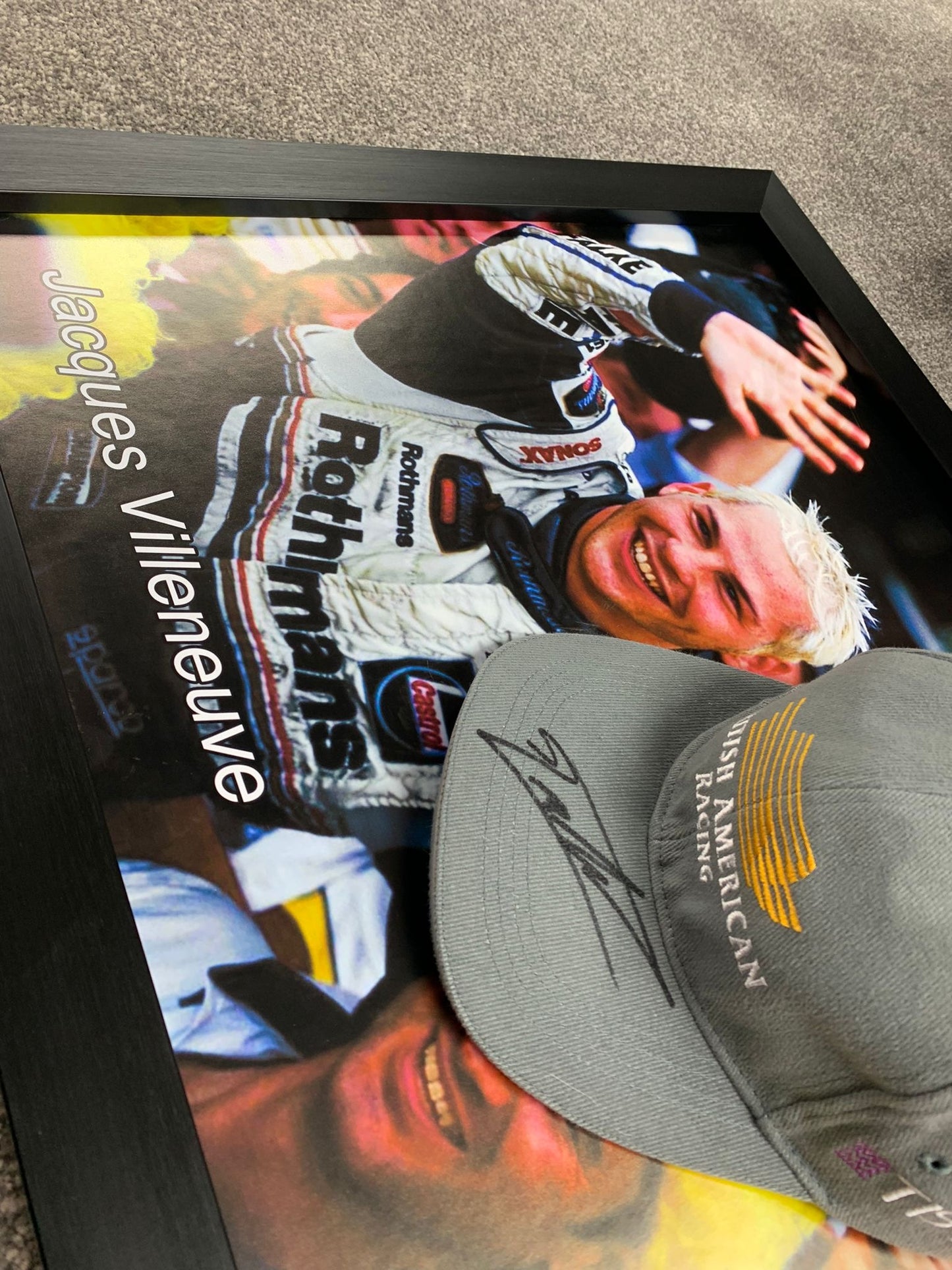 Jacques Villeneuve F1 signed framed cap