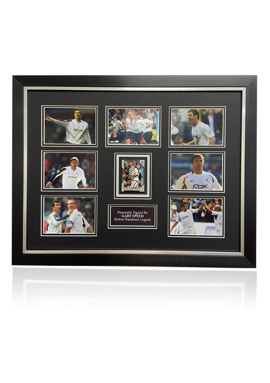 Gary Speed Bolton Wanderers FC signed framed photo montage