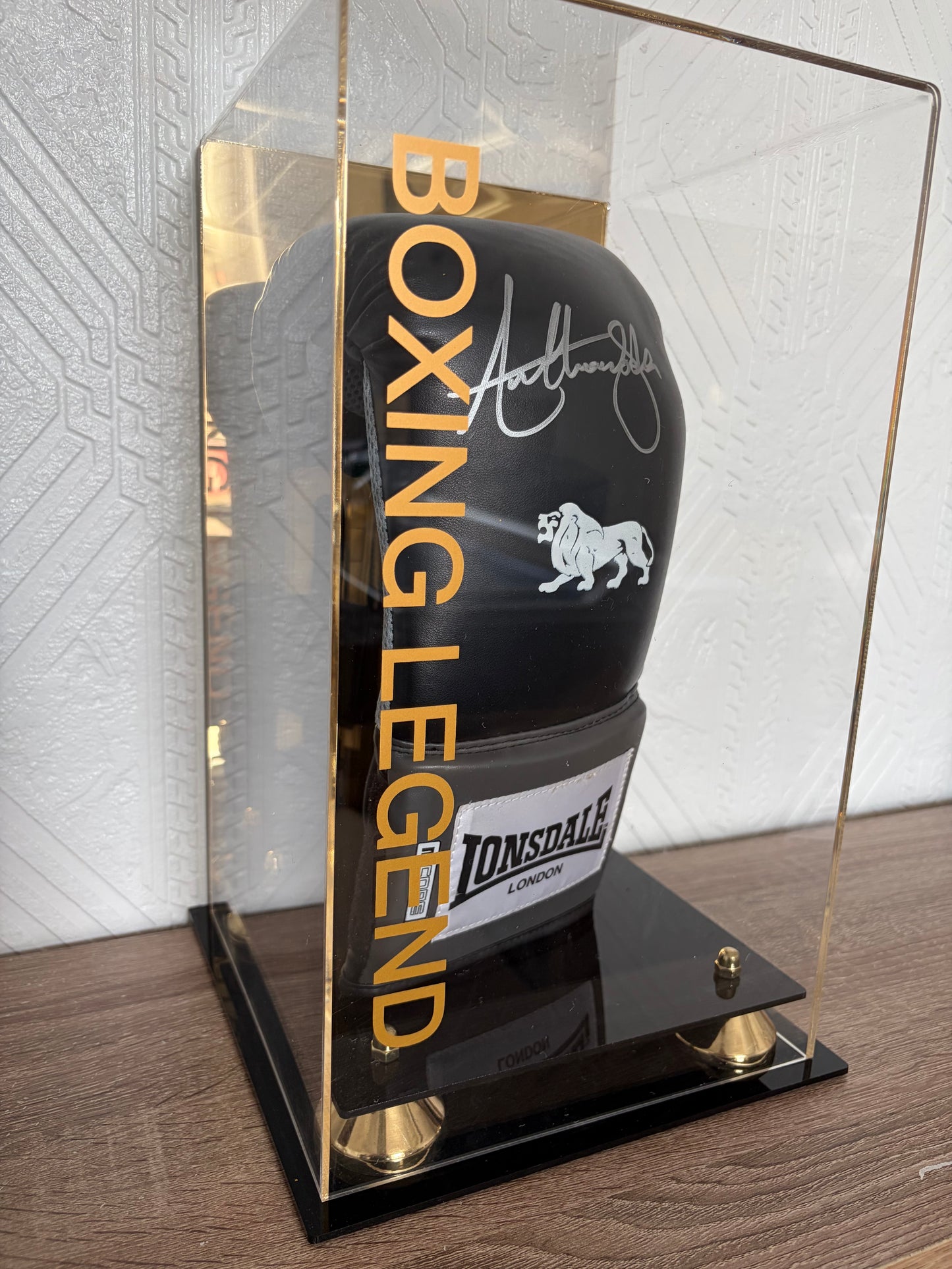 Anthony Joshua signed glove in acrylic box