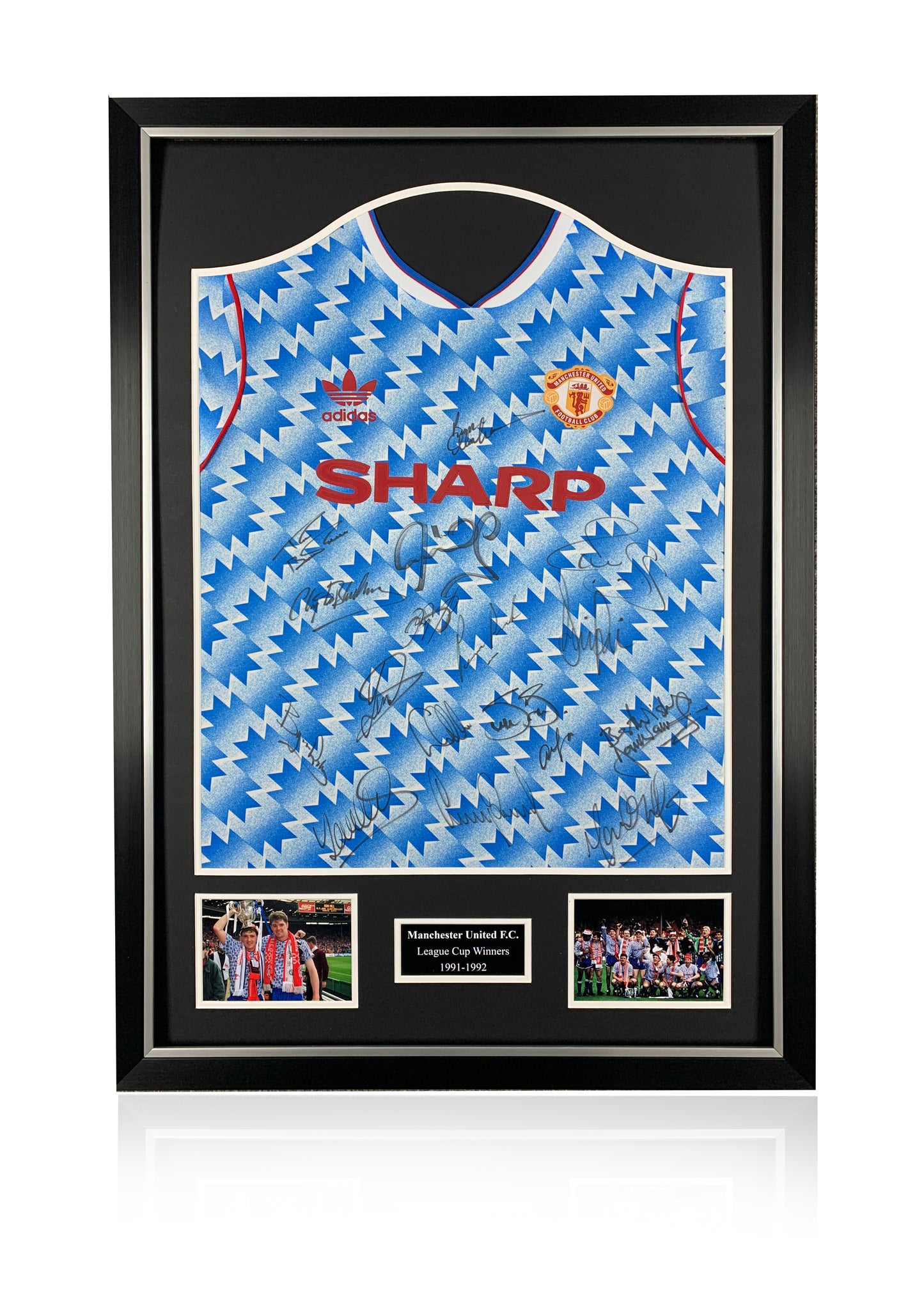Manchester United 91-92 rare squad signed framed shirt