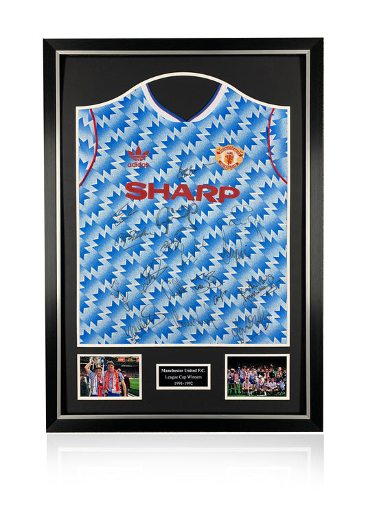Manchester United 91-92 rare squad signed framed shirt