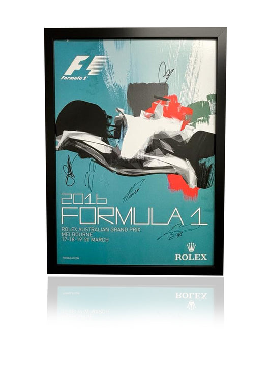 F1 original Grand Prix Australia 2016 poster signed by 5 world champions
