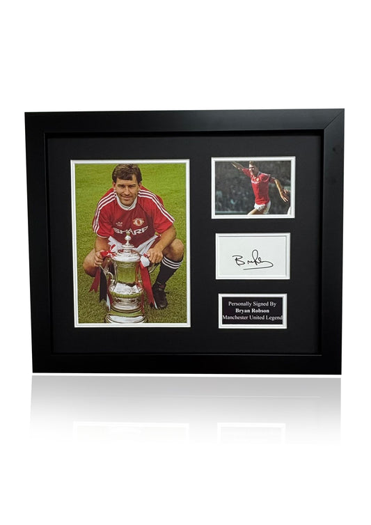 Bryan Robson Manchester United hand signed framed photo montage