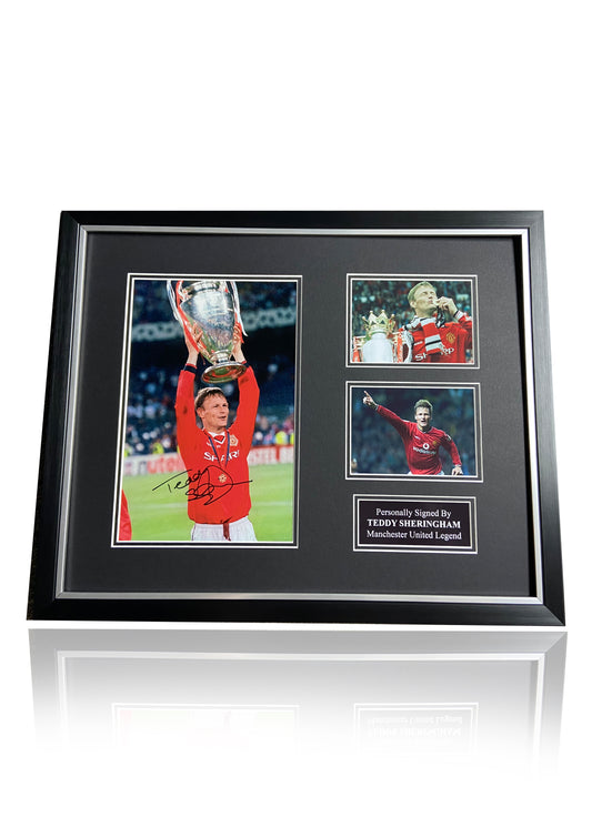 Teddy Sheringham Manchester United signed framed photo montage