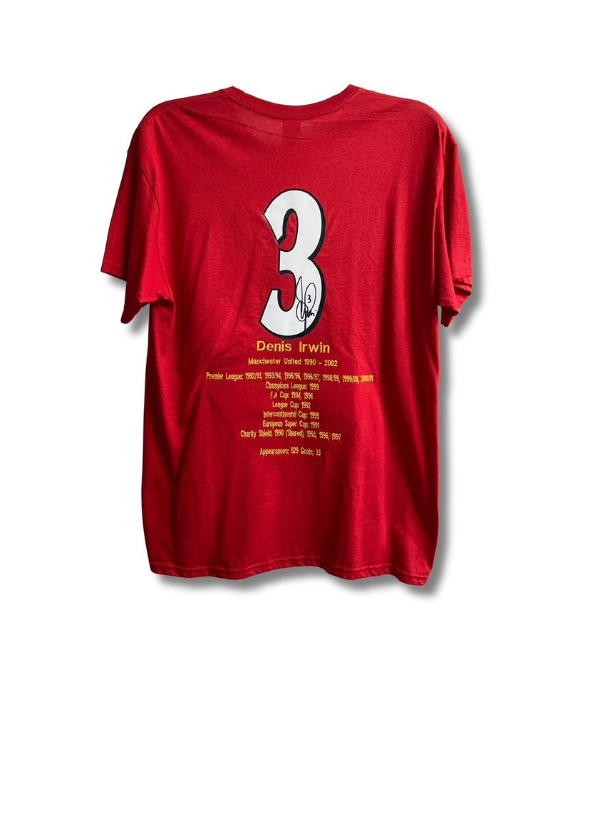 Denis Irwin honours Manchester United signed T shirt