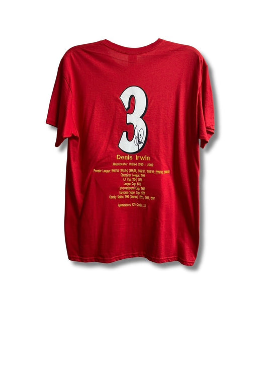 Denis Irwin honours Manchester United signed T shirt