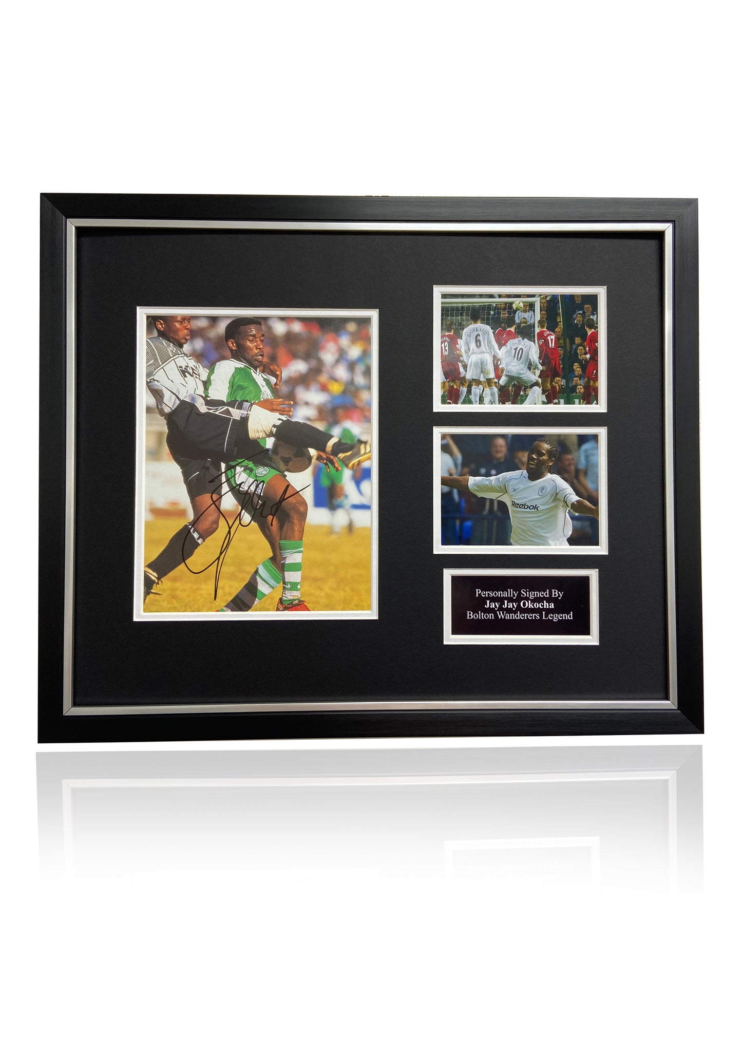 Jay Jay Okocha Bolton Wanderers Nigeria signed framed photo montage