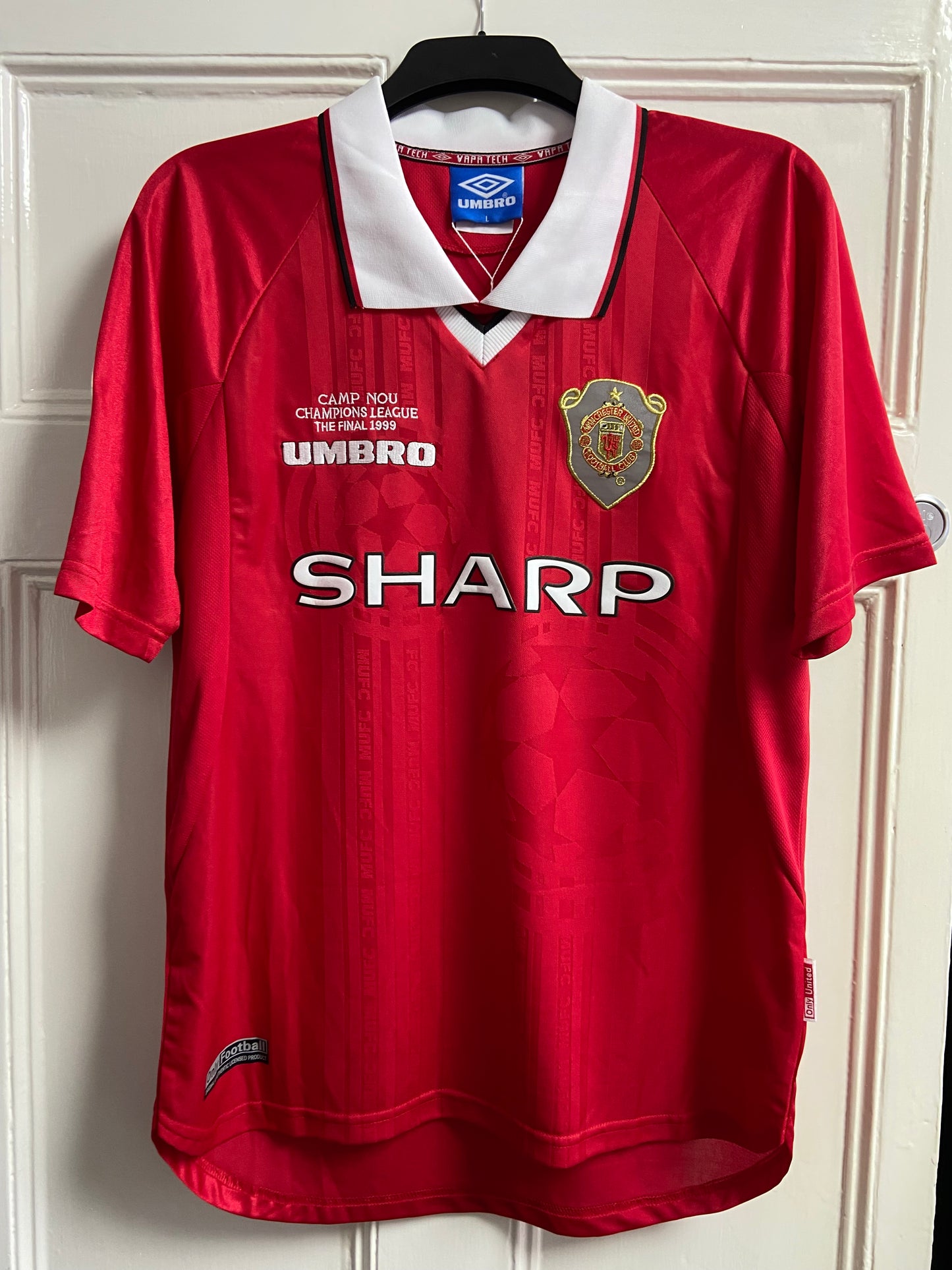 Jaap Stam 1999 red champions league Manchester United signed shirt