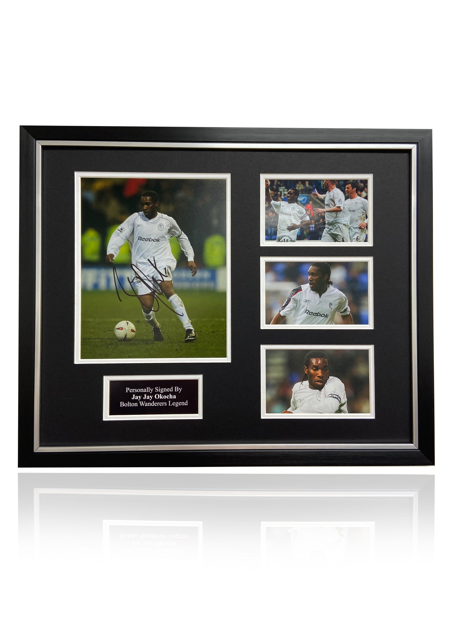 Jay Jay Okocha Bolton Wanderers signed framed photo montage
