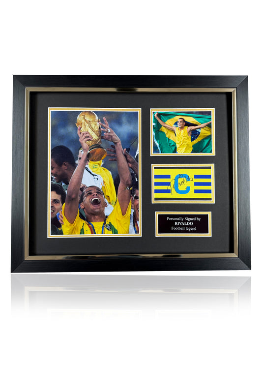 Rivaldo signed framed Brazil captains armband