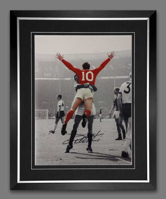 Sir Geoff Hurst England signed framed photo montage