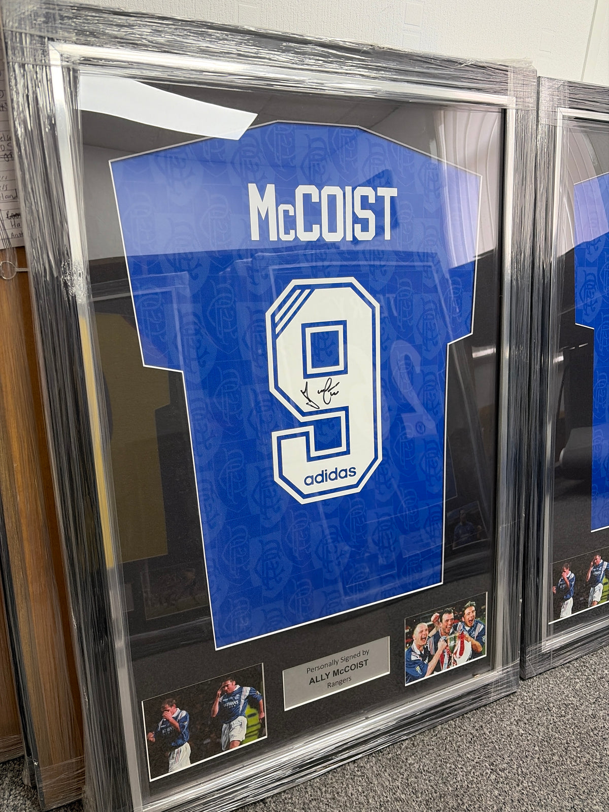 Ally McCoist Rangers signed framed football shirt Scottish football