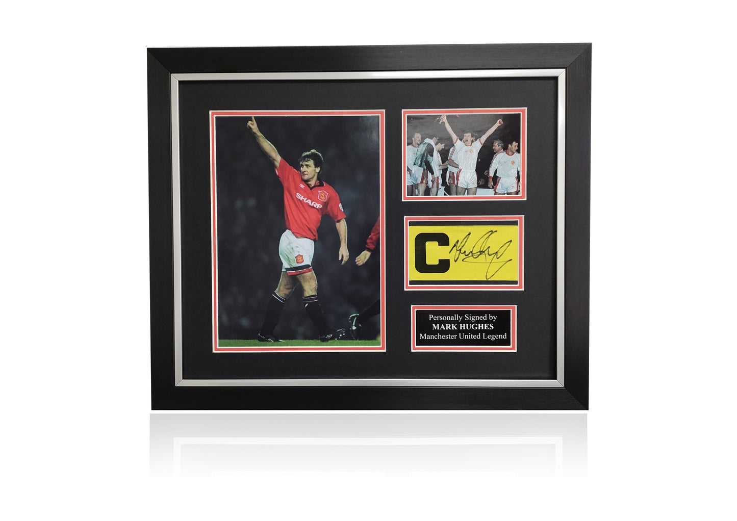 Mark Hughes signed framed Manchester United captains armband