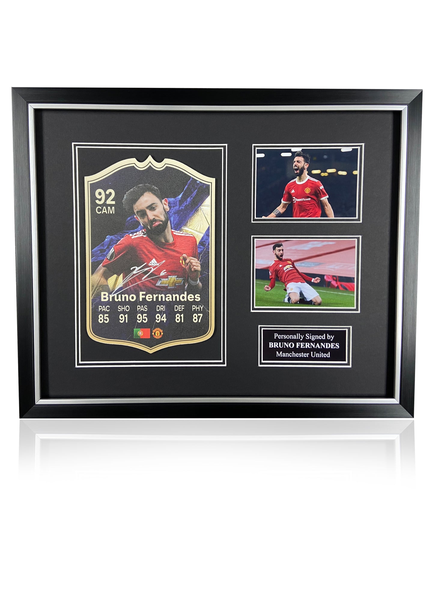 Bruno Fernandes signed framed FIFA football card Manchester United