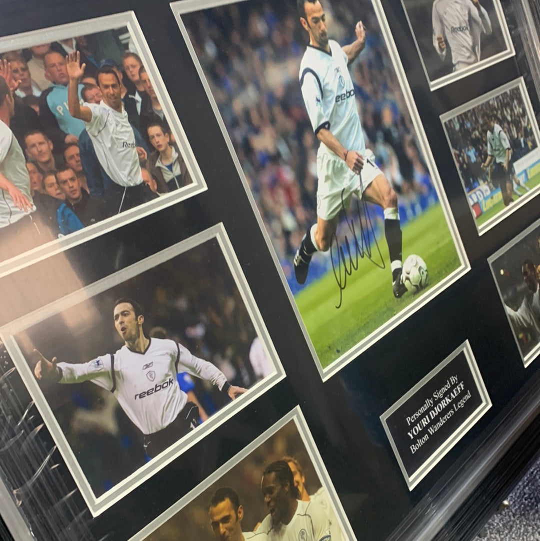 Youri Djorkaeff Signed Photo Bolton Wanderers montage frame