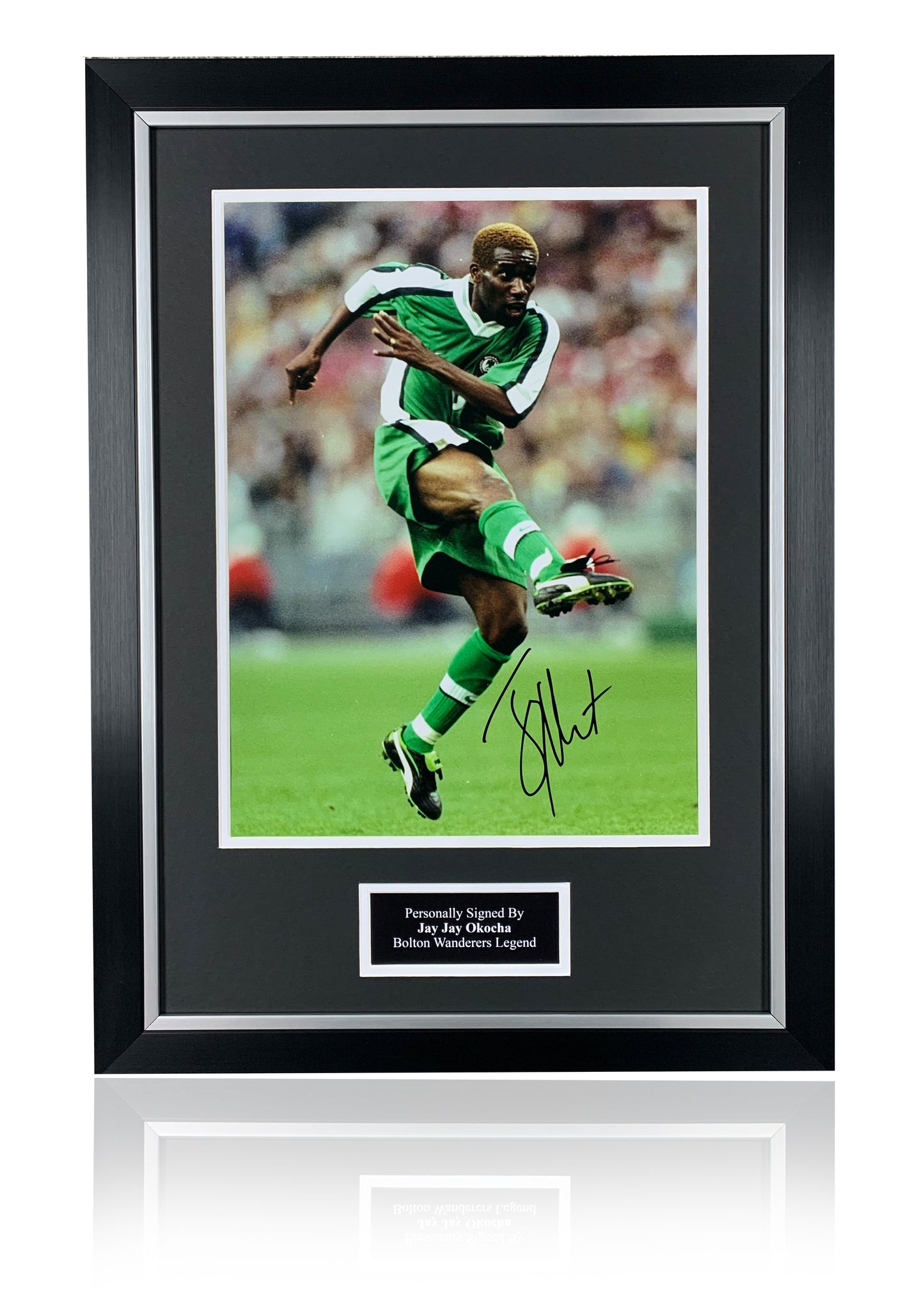 Jay Jay Okocha Bolton Wanderers Nigeria signed framed photo montage