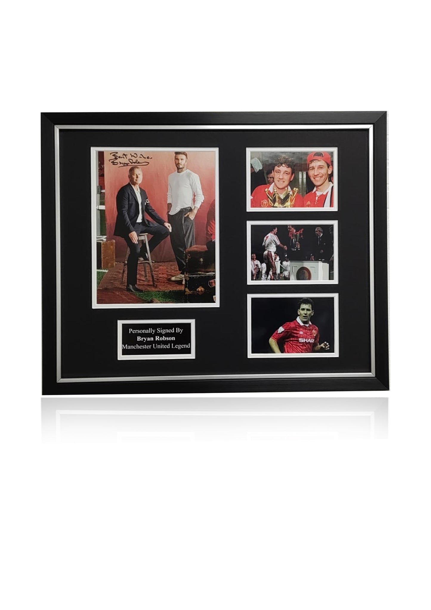 Bryan Robson Manchester United hand signed framed photo montage