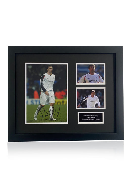 Gary Speed Bolton Wanderers FC signed framed photo montage