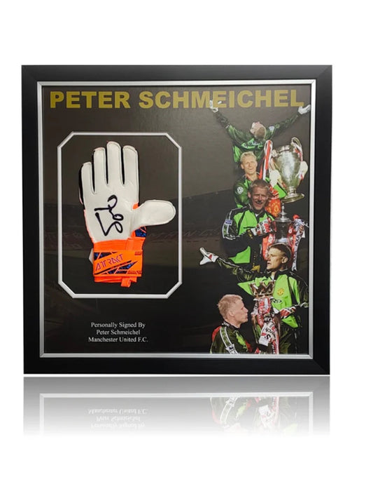 Peter Schmeichel Manchester United hand signed glove in deluxe montage frame