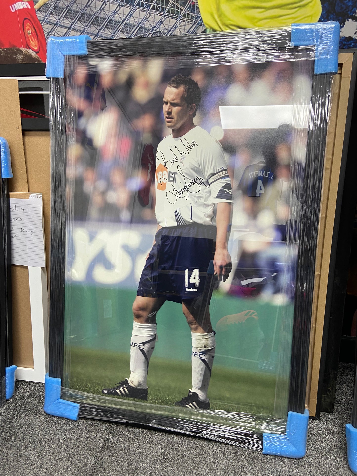 Kevin Davies Bolton Wanderers signed large framed poster