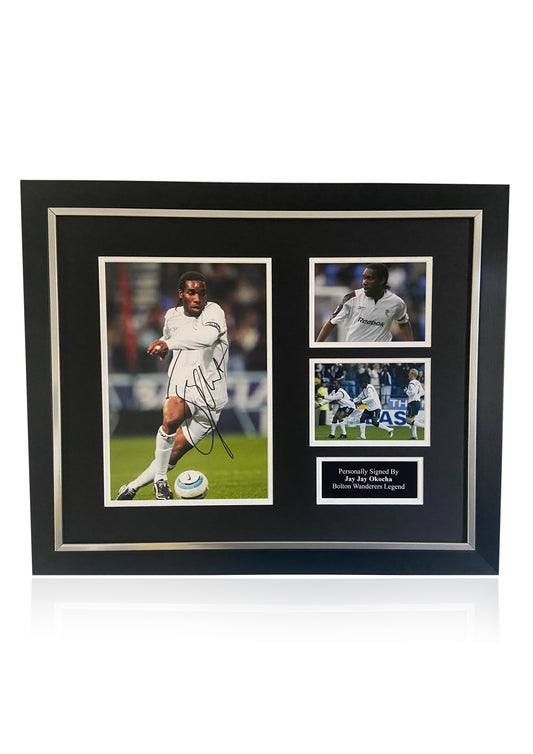 Jay Jay Okocha Bolton Wanderers signed framed photo montage