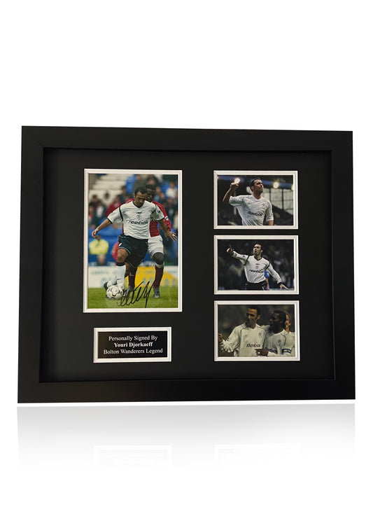 Youri Djorkaeff signed framed photo Bolton Wanderers montage