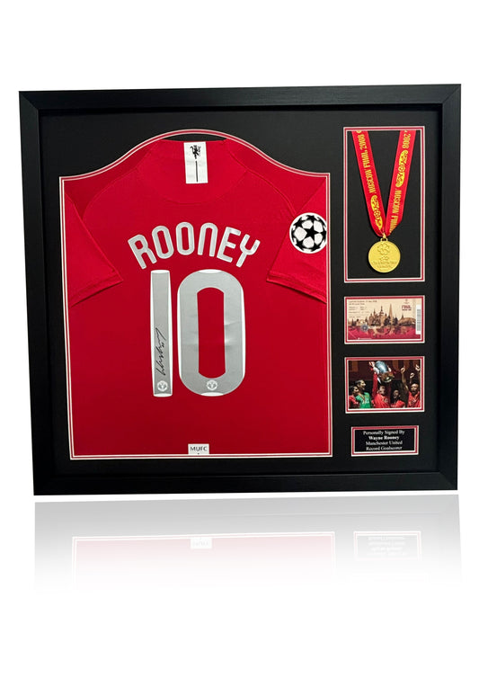 Wayne Rooney signed 2008 Manchester United deluxe medal frame shirt