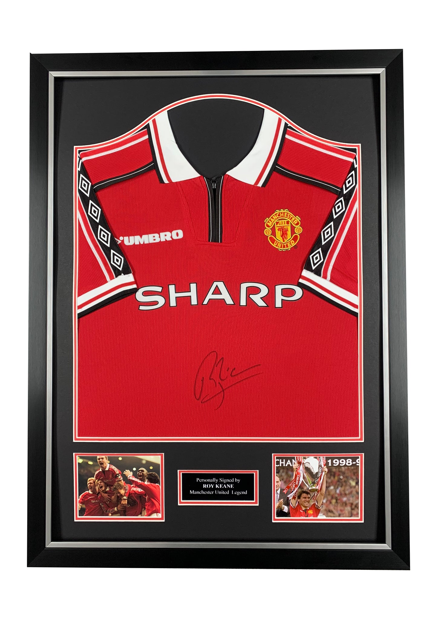Roy Keane 1999 treble winning Manchester United signed framed shirt