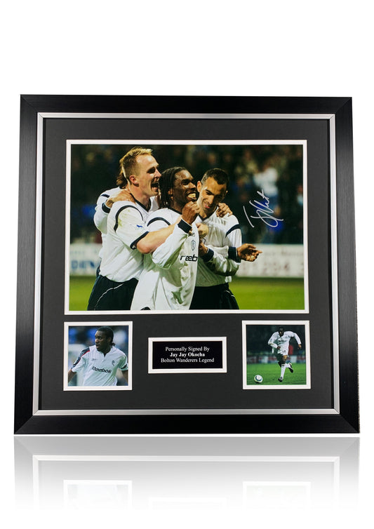 Jay Jay Okocha Bolton Wanderers signed framed photo montage