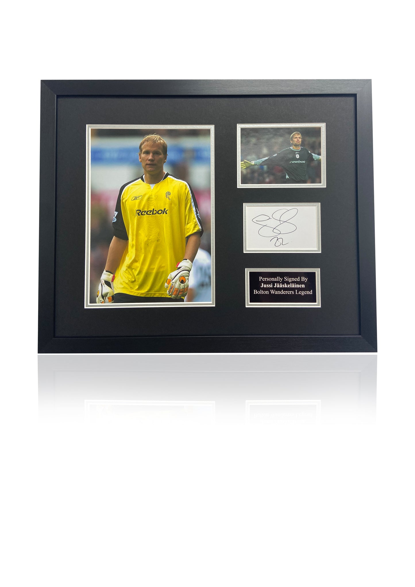 Jussi Jääskeläinen Bolton Wanderers signed framed photo card montage