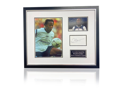 Ricardo Gardner Bolton Wanderers signed framed photo card montage