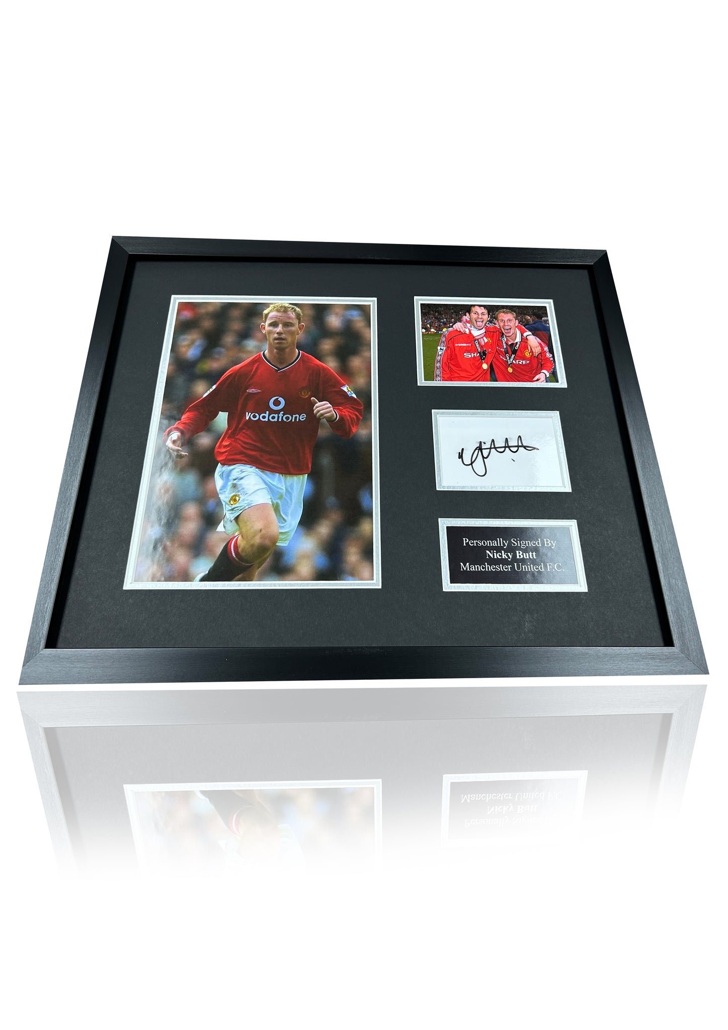 Nicky Butt signed framed photo card montage Manchester United