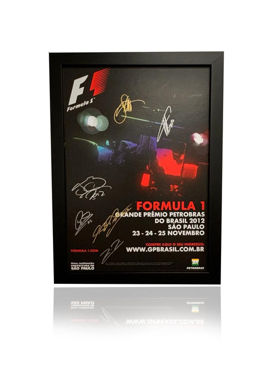 F1 original Grand Prix Brazil 2012 poster signed by 6 world champions
