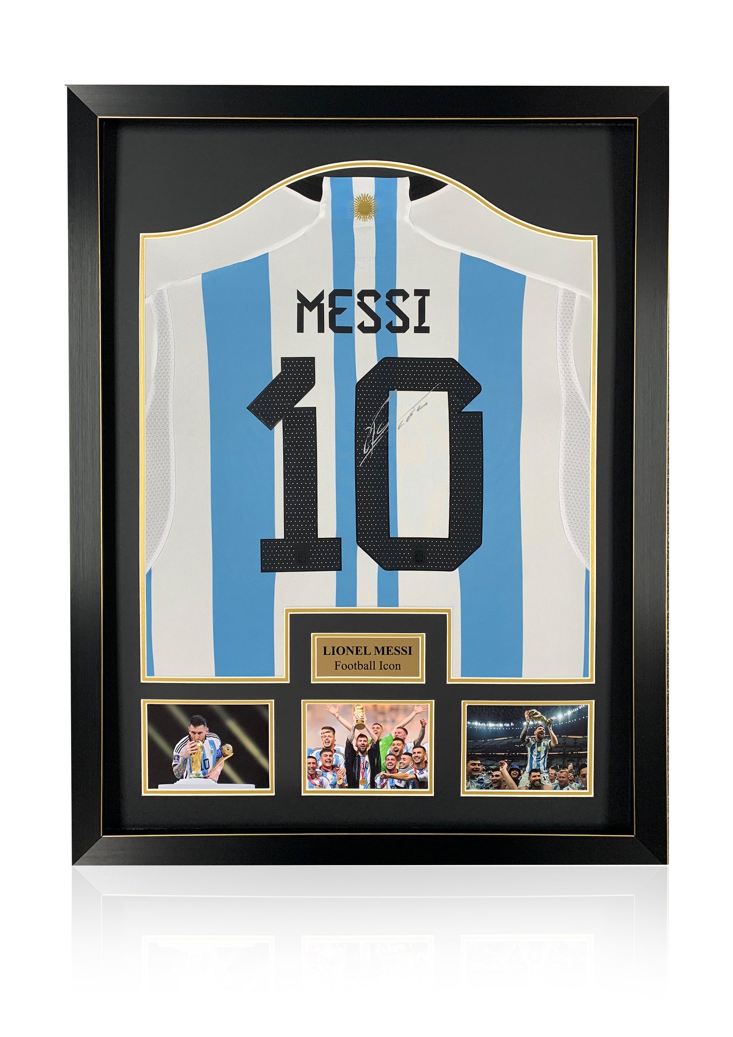 Lionel Messi signed framed world cup winner Argentina football shirt