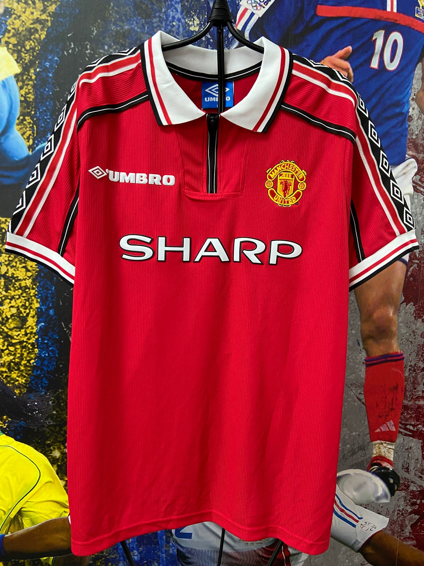 Manchester United 1999 treble winning red home shirt signed by multiple players