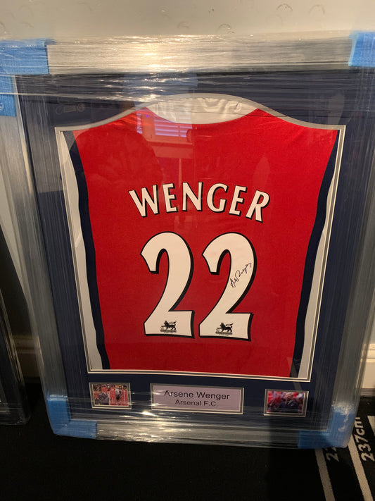 Arsene Wenger signed framed Arsenal Shirt