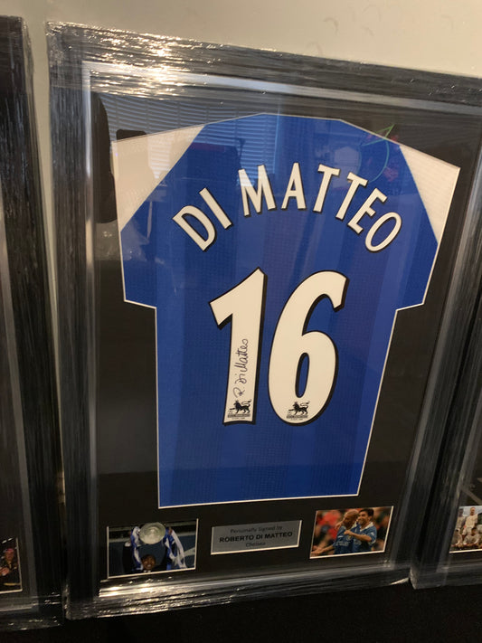 Roberto Di Matteo signed framed Chelsea football shirt