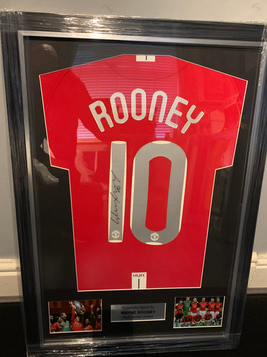 Wayne Rooney 2008 Manchester United signed framed shirt