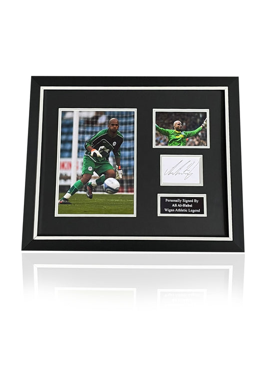 Ali Al-Habsi Wigan Athletic signed framed photo card montage