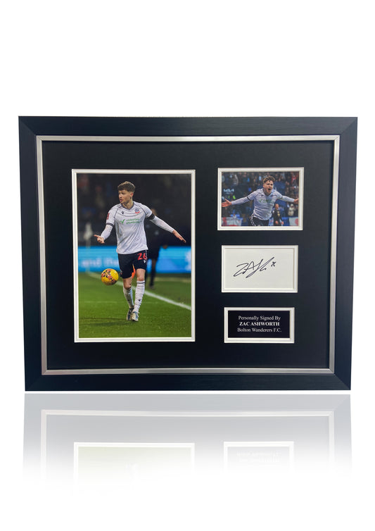 Zac Ashworth Bolton Wanderers F.C. signed photo card montage