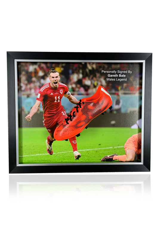Gareth Bale Wales signed framed football boot