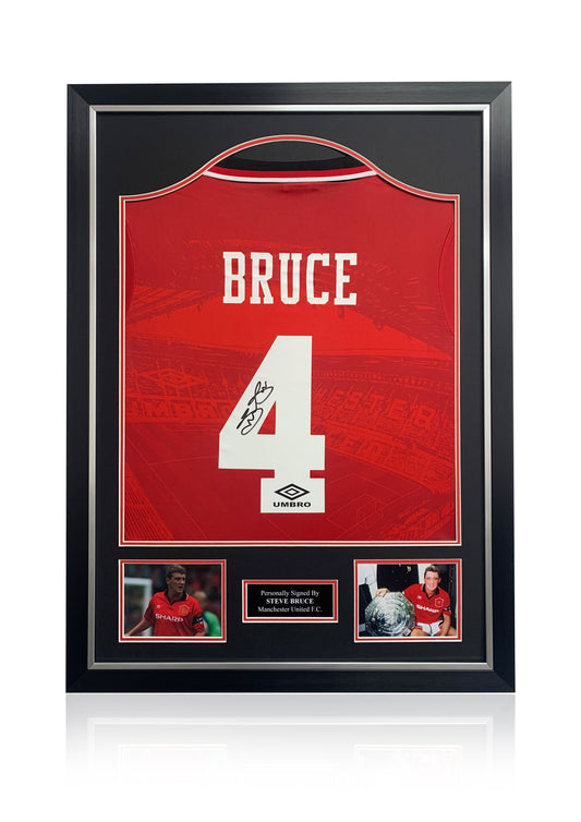 Steve Bruce Manchester United signed framed football shirt