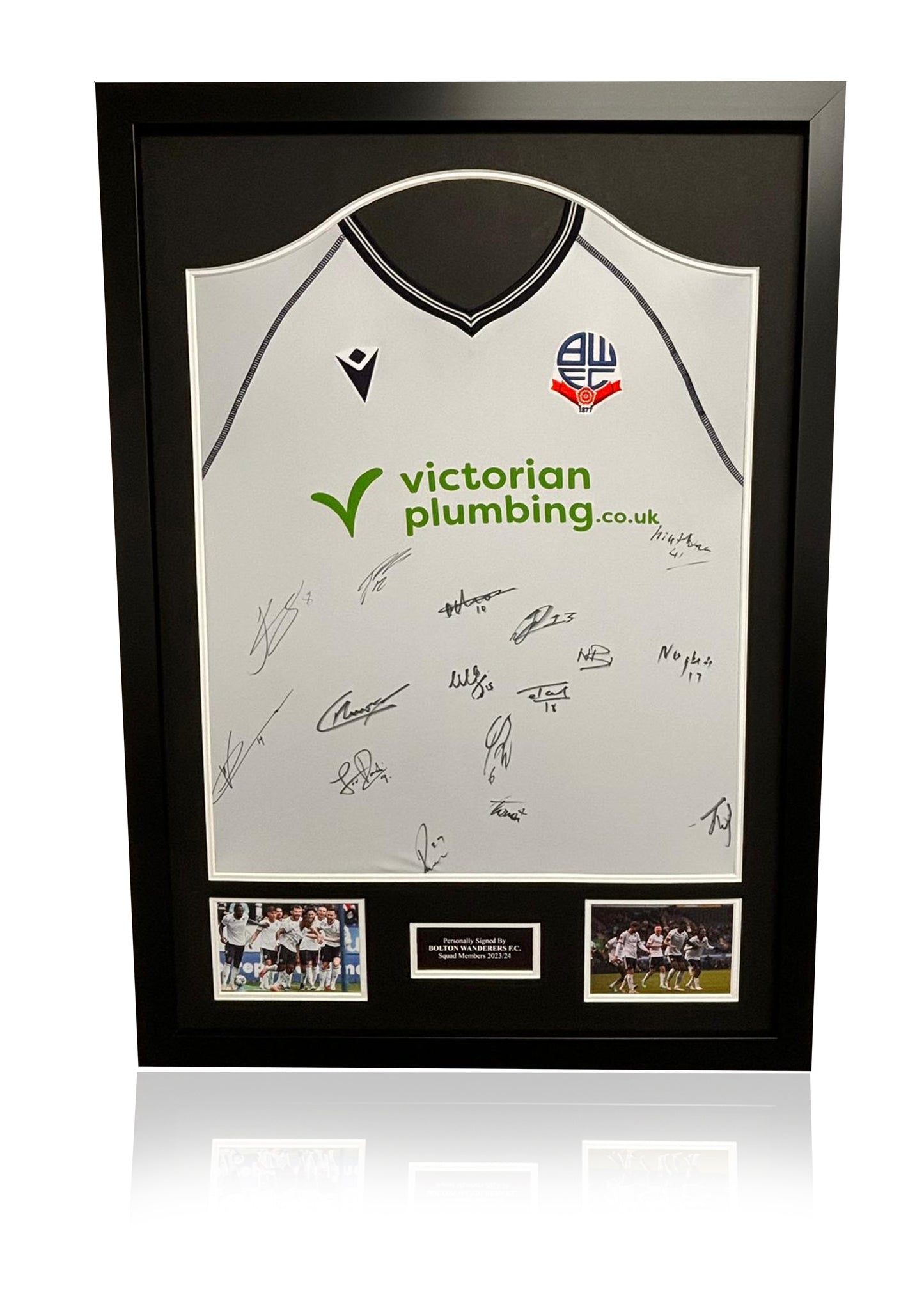 Bolton Wanderers FC 23/24 squad signed framed shirt