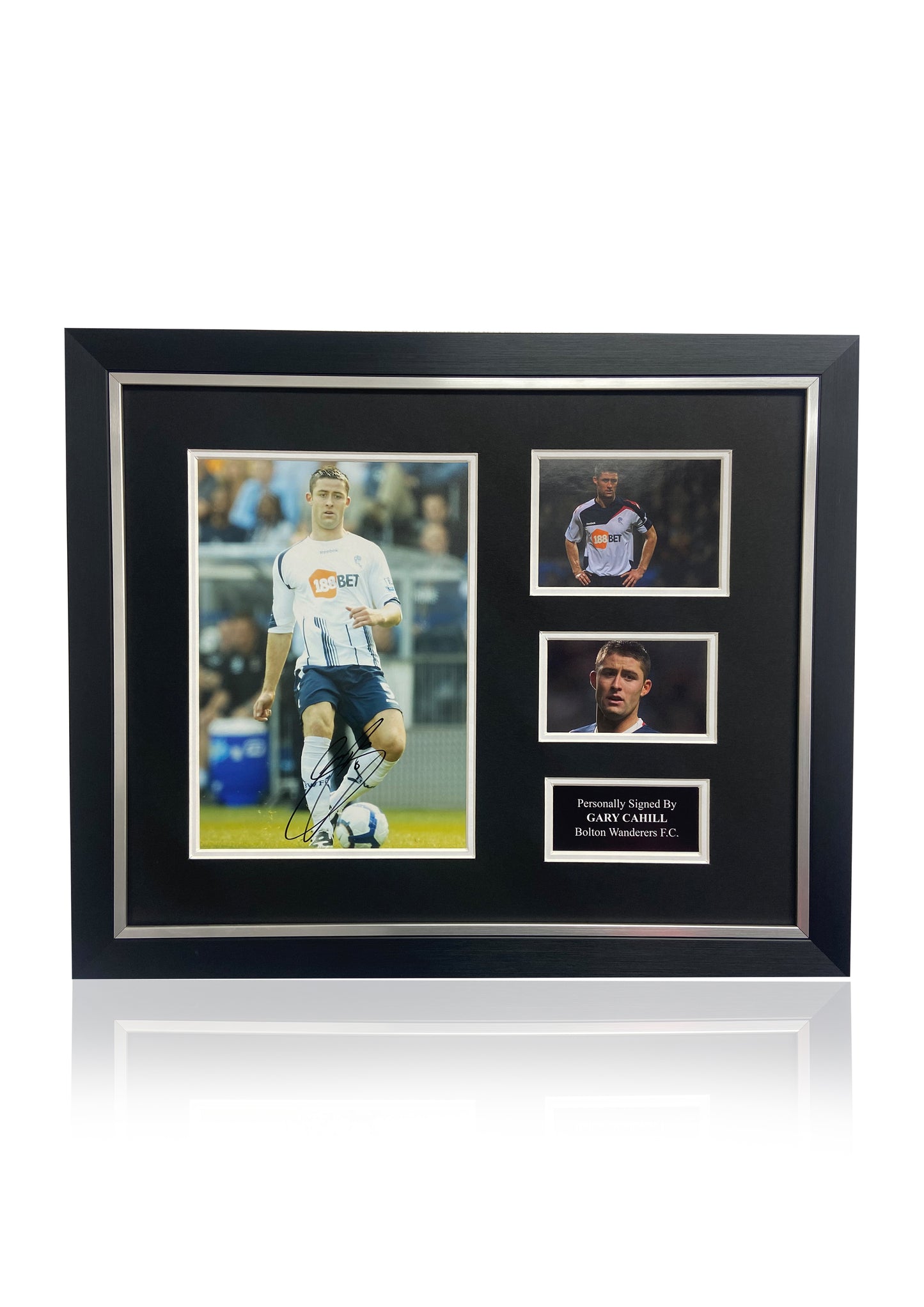 Gary Cahill Bolton Wandferers F.C. signed framed photo card montage