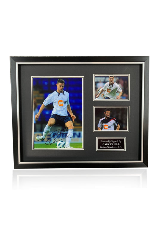 Gary Cahill Bolton Wandferers F.C. signed framed photo card montage