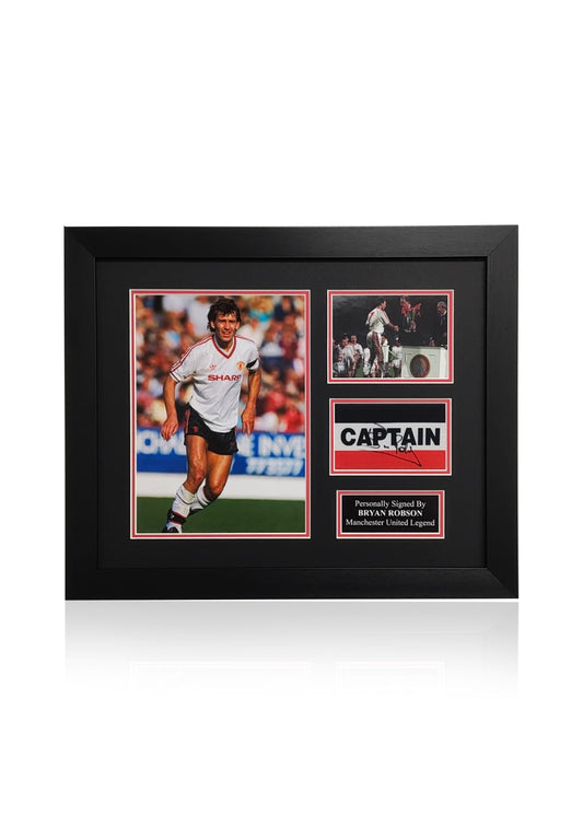 Bryan Robson signed framed Manchester United captains armband